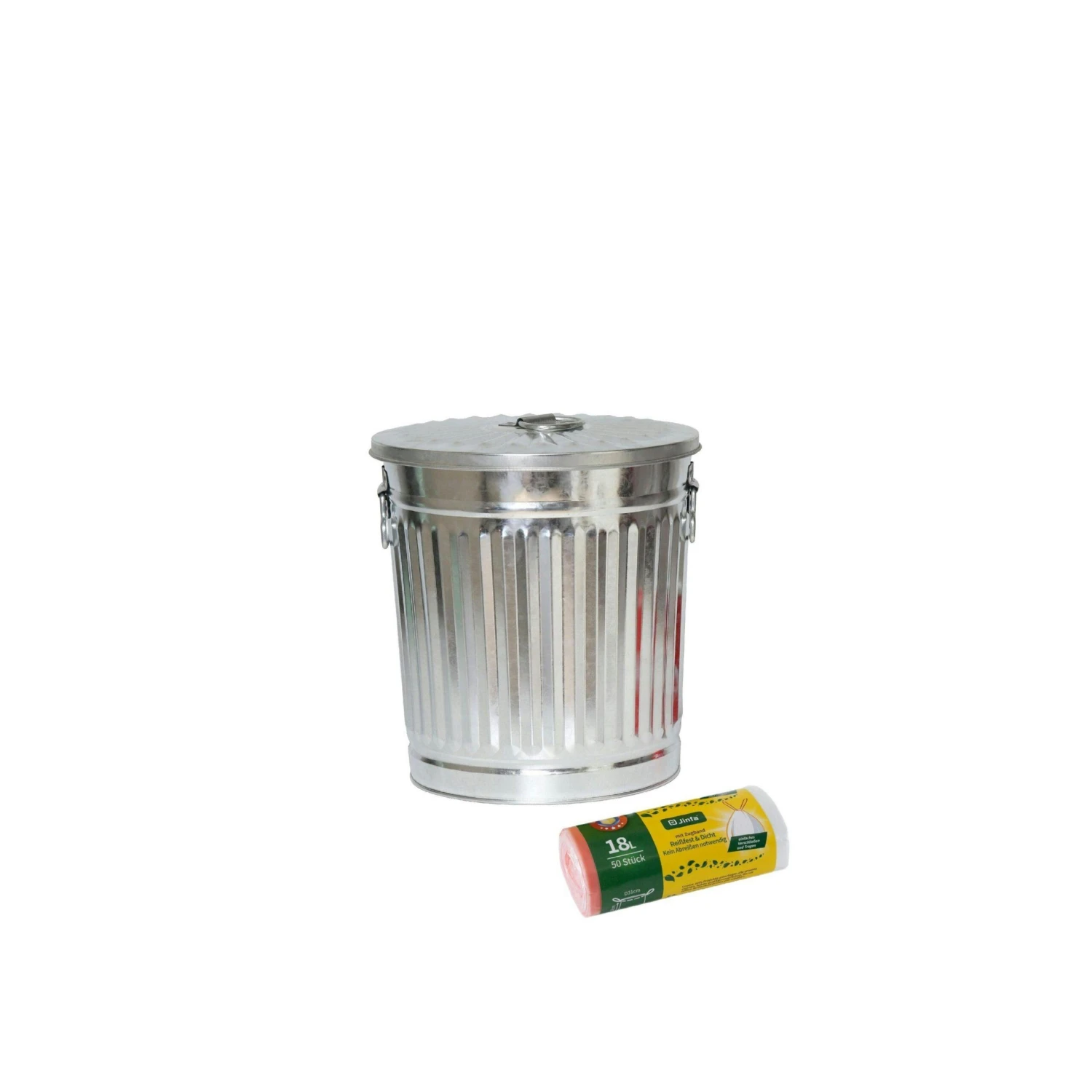 Jinfa 1 Retrodesign Metalleimer Mit Griffen Und Deckel + 50 Müllbeutel | Schwarz | 18L 4 Jinfa 1 Retrodesign Metalleimer Mit Griffen Und Deckel + 50 Müllbeutel | Schwarz | 18L – Bild 2