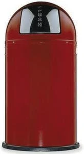 Wesco Abfallbehälter, 50l, HxØ 755x400mm, Innenbehälter Metall, Kopfteil Rot, Korpus Stahl Rot, Deckel Edelstahl