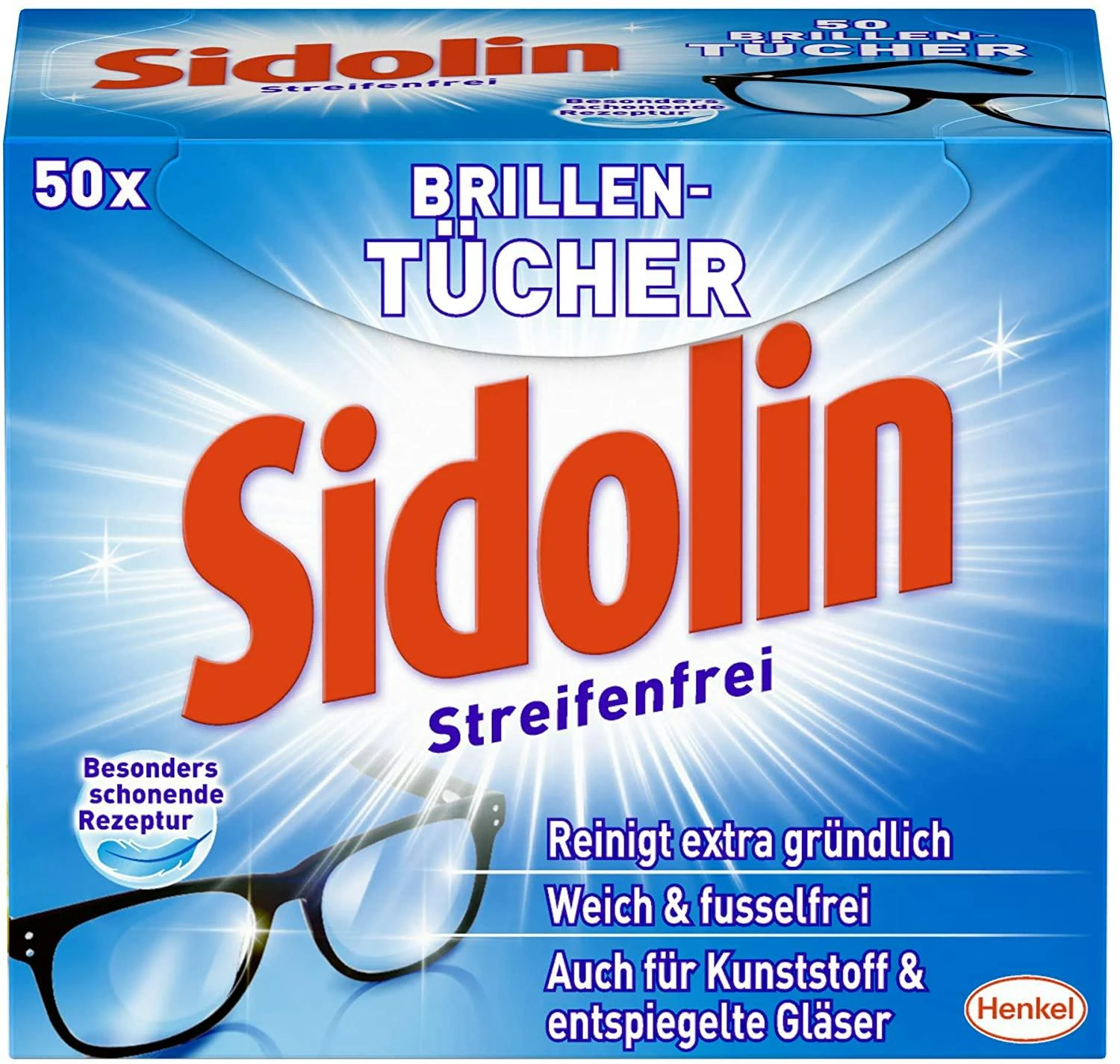 Sidolin Brillen Putztücher 50 Stück Reinigungstücher Brillenputztücher Reiniger 2 Sidolin Brillen Putztücher 50 Stück Reinigungstücher Brillenputztücher Reiniger