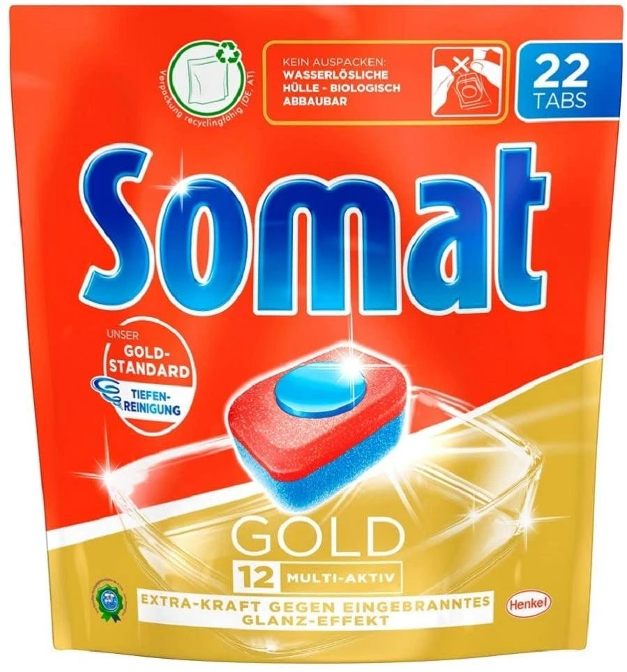 Somat 12 Gold Multiaktiv Spülmaschinentabs 2x22 Tabs Geschirrspültabs Reinigung 4 Somat 12 Gold Multiaktiv Spülmaschinentabs 2x22 Tabs Geschirrspültabs Reinigung – Bild 2