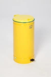 Wertstoffsammler, 1x70l, HxØ 700x450mm, Klemmring, Korpus Stahl RAL1023, Deckel Kunststoff Gelb 3 Wertstoffsammler, 1x70l, HxØ 700x450mm, Klemmring, Korpus Stahl RAL1023, Deckel Kunststoff Gelb