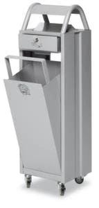 Kombiascher, HxBxT 975x305x265mm, 35l, Korpus Stahl Silber, M. Schutzdach 3 Kombiascher, HxBxT 975x305x265mm, 35l, Korpus Stahl Silber, M. Schutzdach