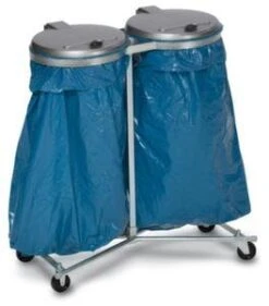 Müllsackständer, 75l, HxBxT 955x350x375mm, Gestell Graualu, 4 Rollen -Sauber Lieferungen Geschäft d624bcec c749 4d18 b862 7b9760f5edaf
