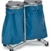 Var Müllsackständer, 2x120l, HxBxT 1020x860x500mm, Deckel Kunststoff Silber, 4 Rollen