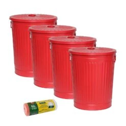 Jinfa 4er-Set Retrodesign Mülleimer Mit Griffen Und Deckel + 30 Müllbeutel | Gelb | 62L -Sauber Lieferungen Geschäft dbfb4001 ab71 4702 aefe cac23ff93a2e