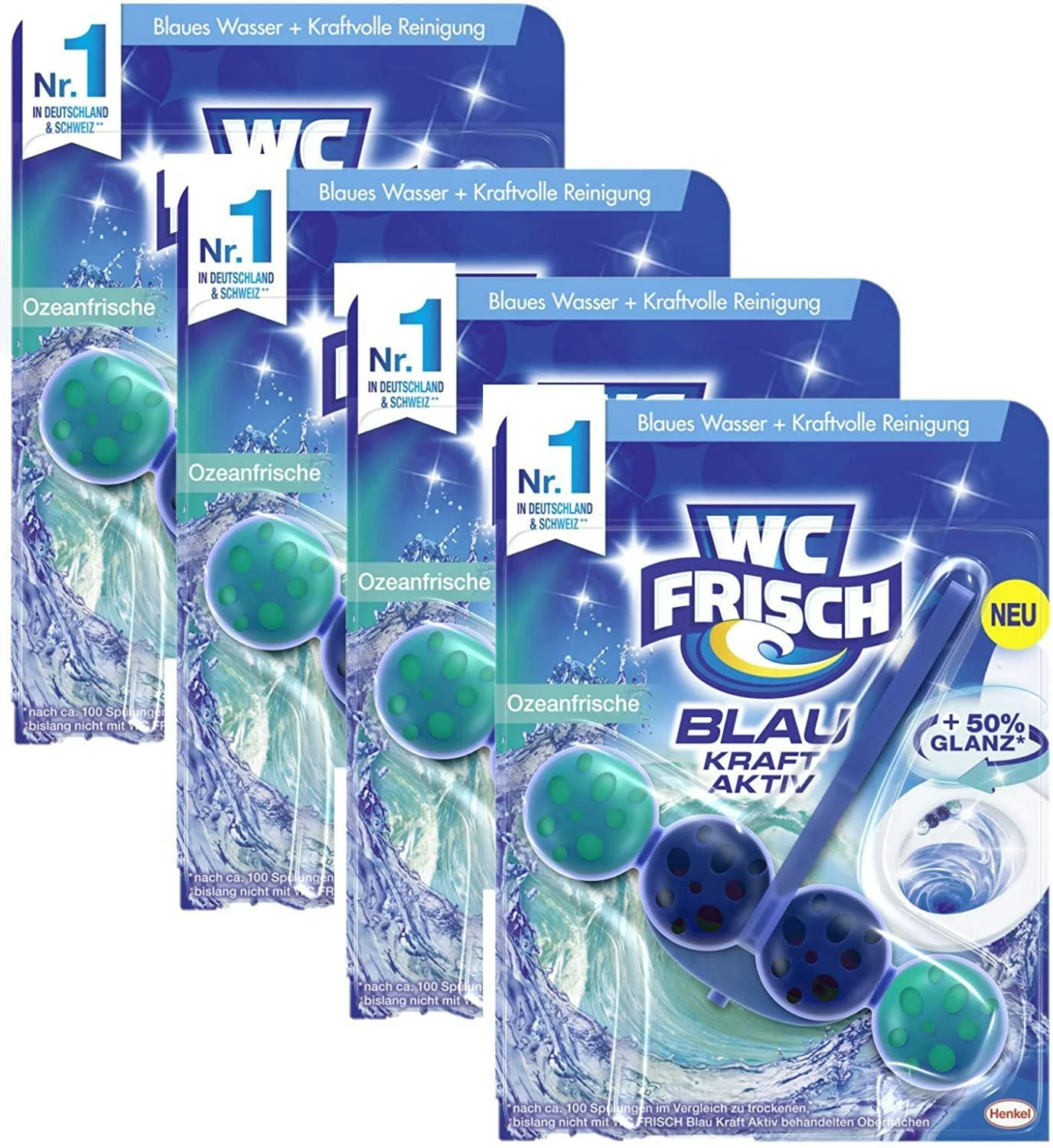 WC FRISCH Kraft Aktiv 4er Pack Blauspüler Ozeanfrische 4x1 Stück WC-Reiniger 3 WC FRISCH Kraft Aktiv 4er Pack Blauspüler Ozeanfrische 4x1 Stück WC-Reiniger