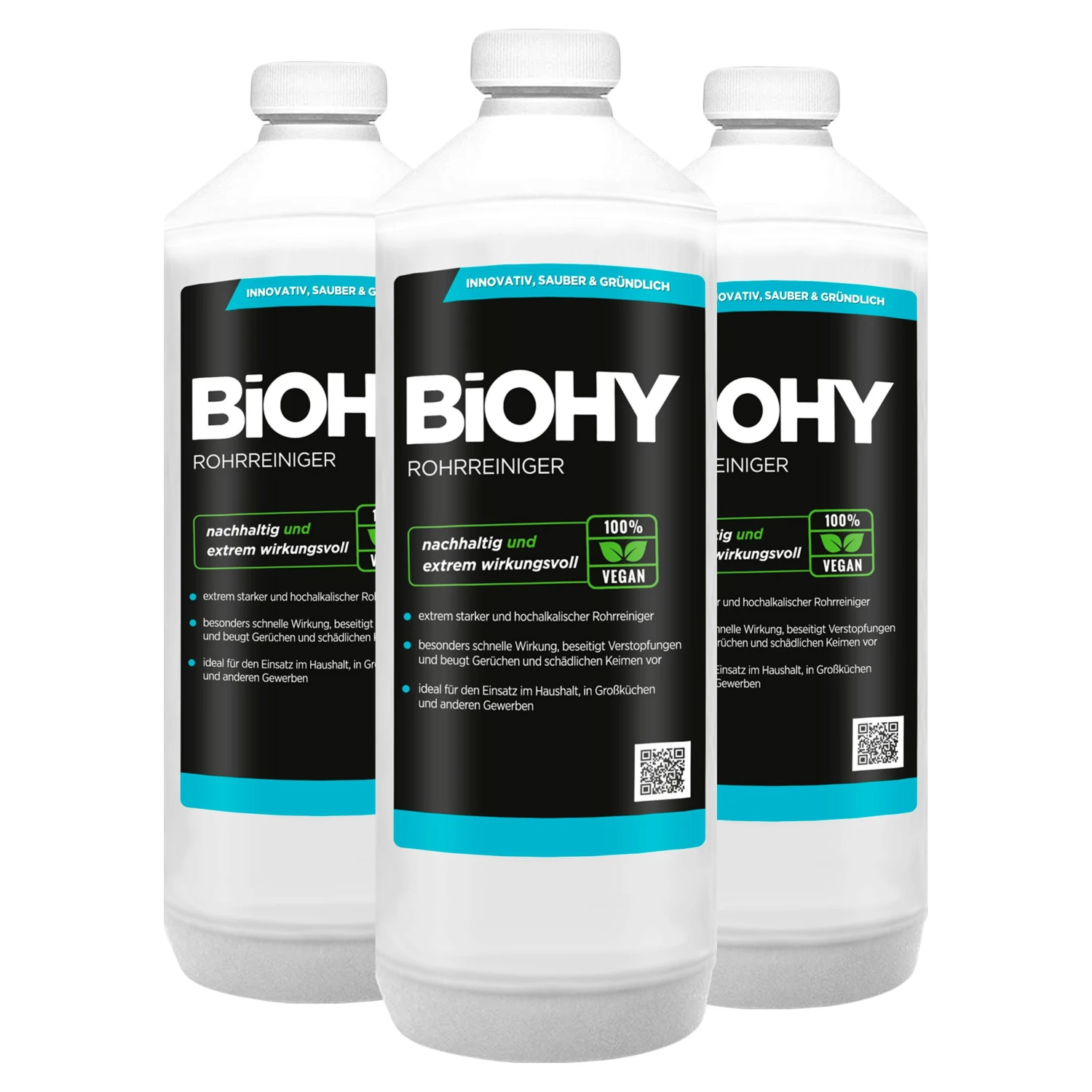 BiOHY Rohrreiniger (3x1l Flasche) | EXTRA STARK | Flüssiger, Hochkonzentrierter Abflussreiniger | Geruchsneutral | Für Alle Verstopfungen 3 BiOHY Rohrreiniger (3x1l Flasche) | EXTRA STARK | Flüssiger, Hochkonzentrierter Abflussreiniger | Geruchsneutral | Für Alle Verstopfungen