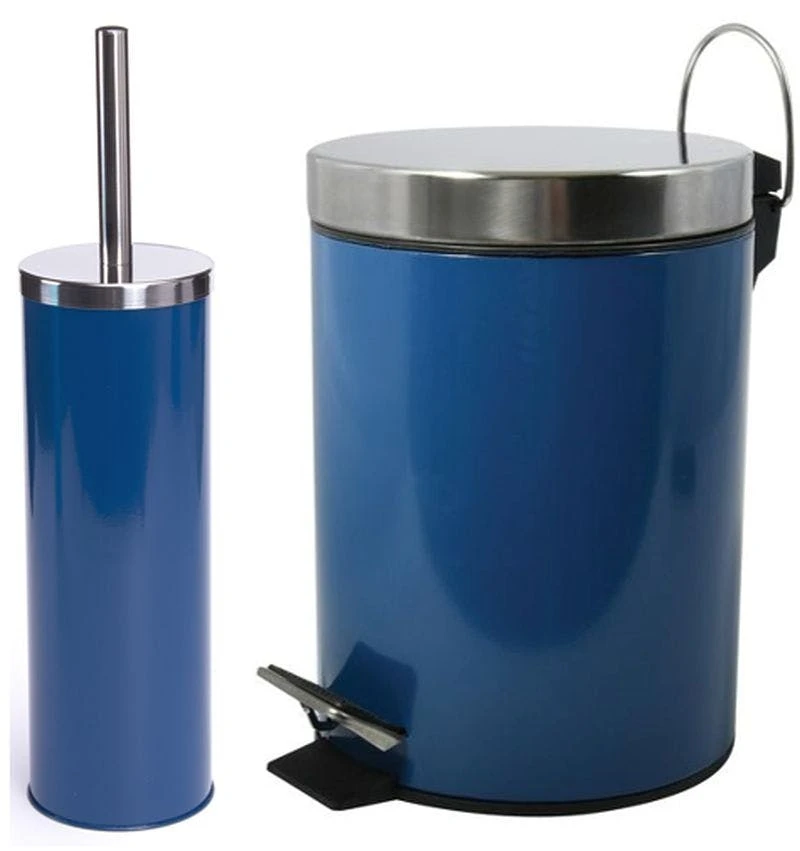 MSV Badezimmer Set, 2-teilige Abfalleimer Kosmetikeimer Und WC Bürste “Miami“ Blau 3 MSV Badezimmer Set, 2-teilige Abfalleimer Kosmetikeimer Und WC Bürste “Miami“ Blau