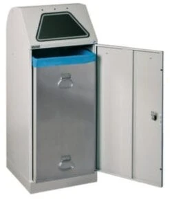 Wertstoffbehälter, Nicht Brennbar, 1x120l, HxBxT 1100x450x450mm, Gummispannring, Korpus Stahl Graualu, Deckel Stahl Graualu -Sauber Lieferungen Geschäft ee09bfca fc71 4555 b3cd f2c01a7de4dd