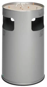 Kombiascher, HxØ 760x420mm, Korpus Stahl Silber, M. Kippensieb