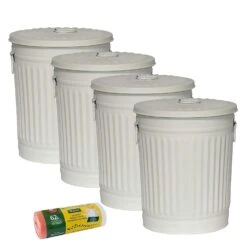 Jinfa 4er-Set Retrodesign Mülleimer Mit Griffen Und Deckel + 30 Müllbeutel | Gelb | 62L -Sauber Lieferungen Geschäft f3198ebf 969b 4d14 bdf3 a4593b926457