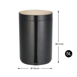 MSV Bad Serie "OSLO" Design Kosmetikeimer Bad Treteimer Abfalleimer Papierkorb Mülleimer 6 Liter (ØxH): Ca. 18 X 26,3 Cm Schwarz Bambus -Sauber Lieferungen Geschäft f3983114 4639 4600 b6e2 7a206120c73d