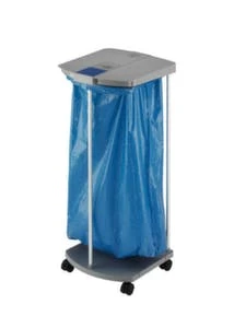 HAILO Müllsackständer, 120l, HxBxT 1030x430x450mm, Gestell Alu/Kunststoff, Deckel Kunststoff Grau, 4 Lenkrollen