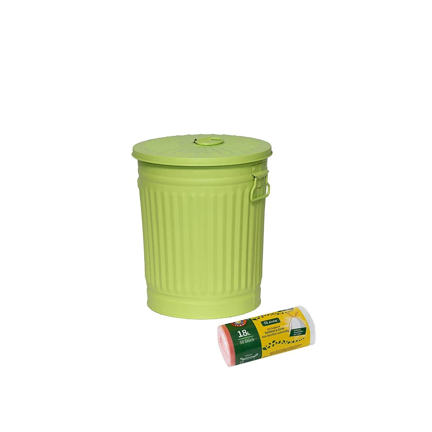 Jinfa 1 Retrodesign Metalleimer Mit Griffen Und Deckel + 50 Müllbeutel | Schwarz | 18L 6 Jinfa 1 Retrodesign Metalleimer Mit Griffen Und Deckel + 50 Müllbeutel | Schwarz | 18L – Bild 4